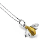Sea Gems Silver Gold Plated Bee Pendant & Earrings Set
