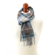 Lambswool Stewart Muted Blue Tartan Scarf Tweedmill