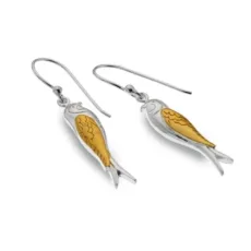 Sea Gems Silver & Gold Bird Earrings
