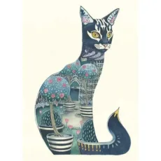 Cat at Night Greeting Card by The DM Collection