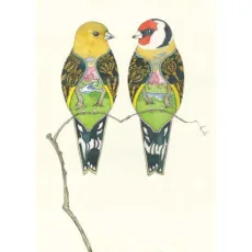 Goldfinches Greeting Card by The DM Collection