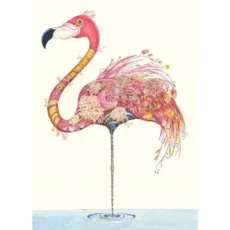 Flamingo with Flowers Greeting Card by The DM Collection