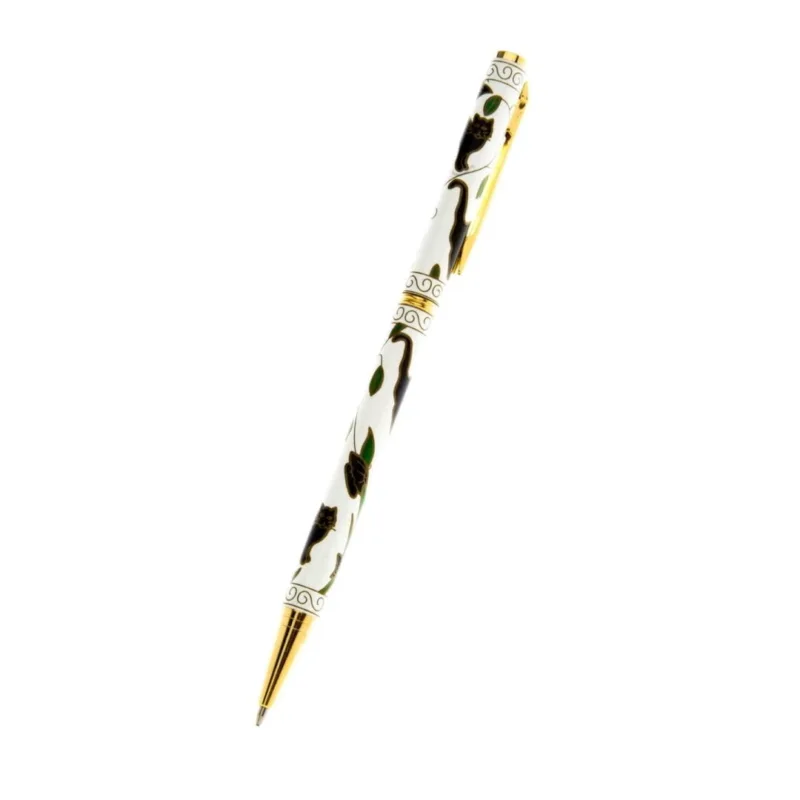 Sea Gems Cats and Butterflies Slimline Ballpoint Pen Gold Plated