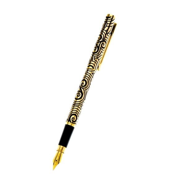 Sea Gems Triskele force gold plated fountain pen on a white background