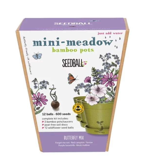 Butterfly Mini Meadow Bamboo Pots by Seedball