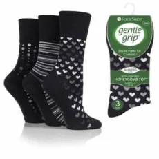Gentle Grip Ladies Bamboo HoneyComb Top Socks 3 Pk Mono