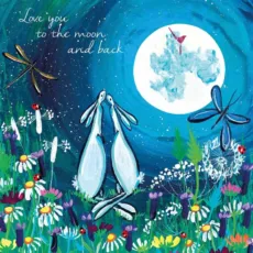 Love You to the Moon and Back Hare Greeting Card by Kate Andrew