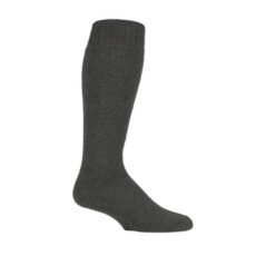 Mens wellington boot socks in green by Country Pursuit, one sock is presented as though it is being worn to show the leg heel and toe. It is facingto the right hand side