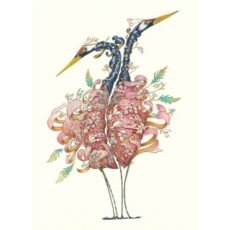 Two cranes greeting card illustration by Daniel Mackie