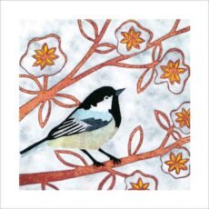 Illustrated Coal Tit greeting card front by Janinie Partington