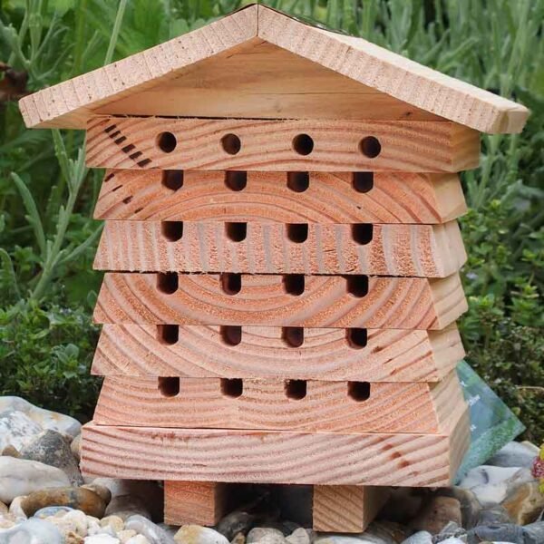 solitary bee hive front view while stood on the ground