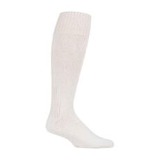 White or Cream angling socks, single sock displayed on a lower leg form on a white background