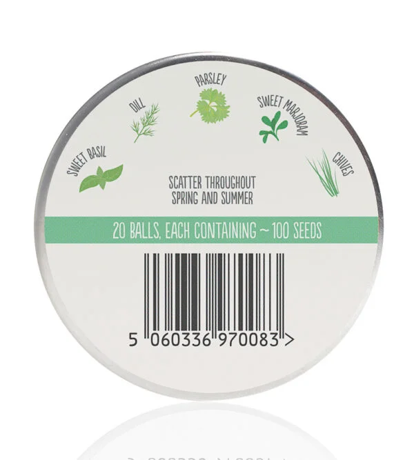 Back of the Herb Mix Seedball Tin