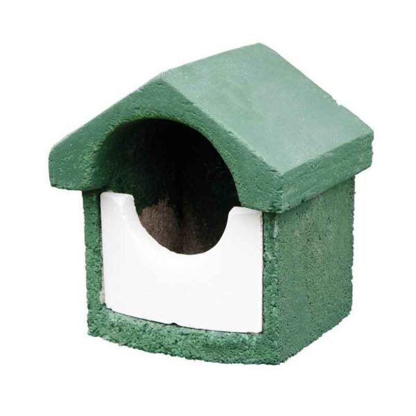 national trust open front nest box in green and white on a white background