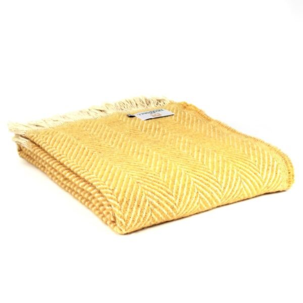 100% wool recycled throw yellow