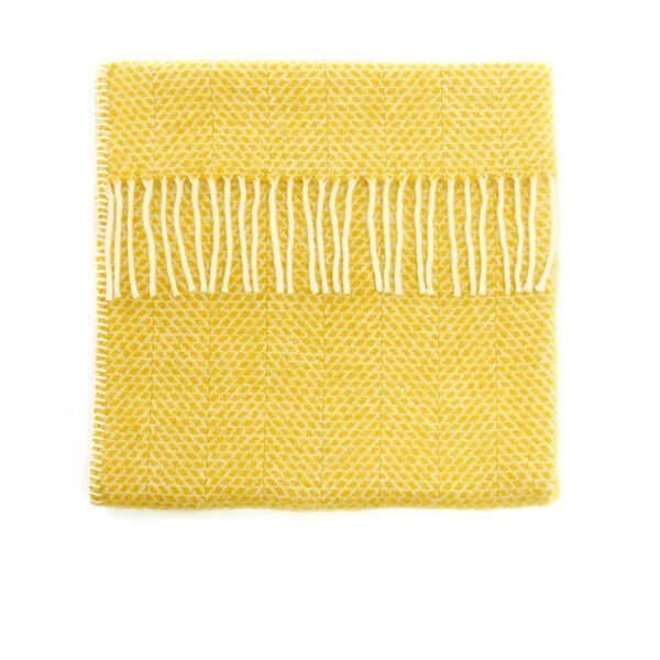 Tweedmill Beehive yellow pram blanket on a white background