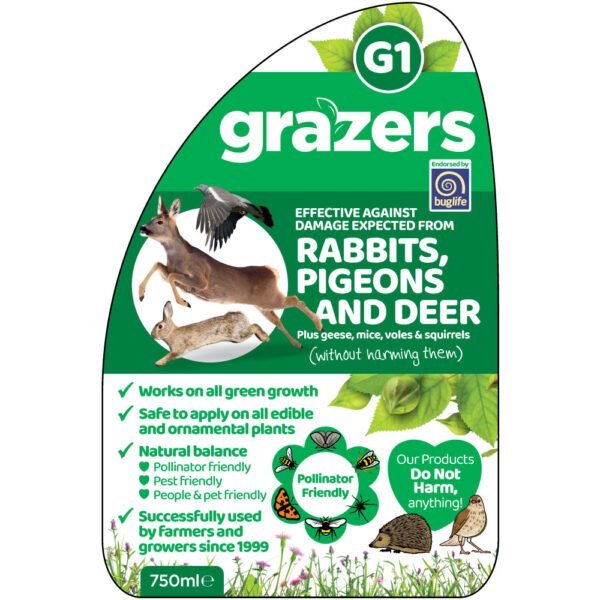 Grazers G1 spray label from the ready to use spray bottle on a white background