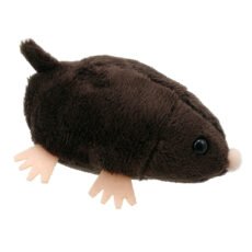 Mole finger puppet facing sidewards on a white background