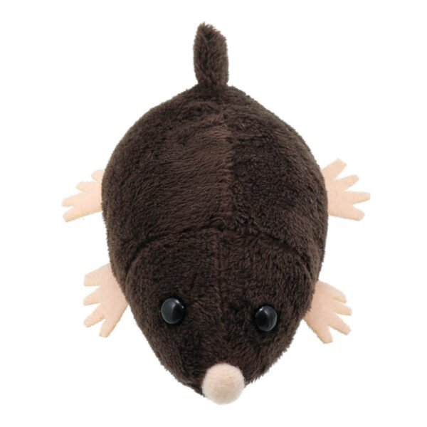 Mole finger puppet facing forwards on a white background