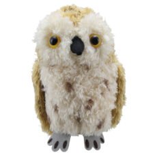 Tawny Owl finger puppet facing forwards on a white background