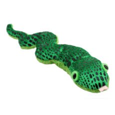 Green Snake finger puppet facing sidewards on a white background