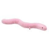 Pink worm finger puppet facing sidewards on a white background