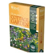 Orange box of seeds from RHS Oh Sow Simple Cottage Garden Mix plants for pollinators range