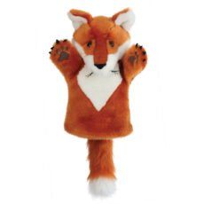 CarPets glove puppet in Russet and white soft fur red fox hand puppet on a white background