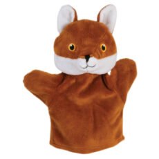 Plush red fox puppet in russet and white fabric with embroidered eyes from the My First Puppet range on a white background
