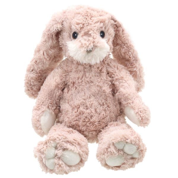 Dusky Pink bunny soft toy from the eco classics range from Wilberry on a white background