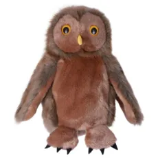 Brown Owl blove puppet from The Puppet Company's CarPets range mid-brown furry owl with loose wings and black felt claws on a white background