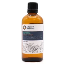 Peppermint floral waters by ancient Wisdom in an amber glass jar on a white background